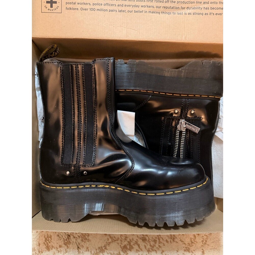 Dr. Martens Black Leather Platform Chelsea Boots